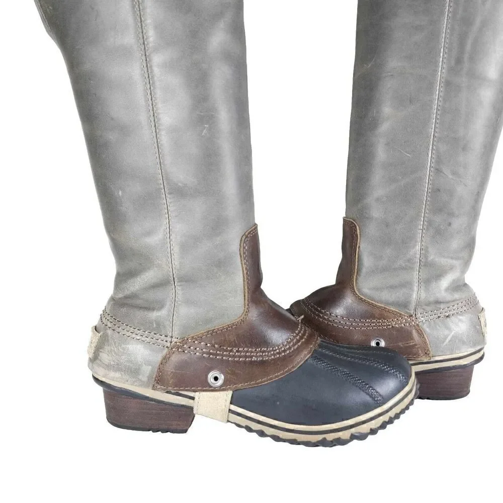 Sorel Women's Slimpack US6,5 Gray Leather Tall Waterproof Equestrian Snow Boots